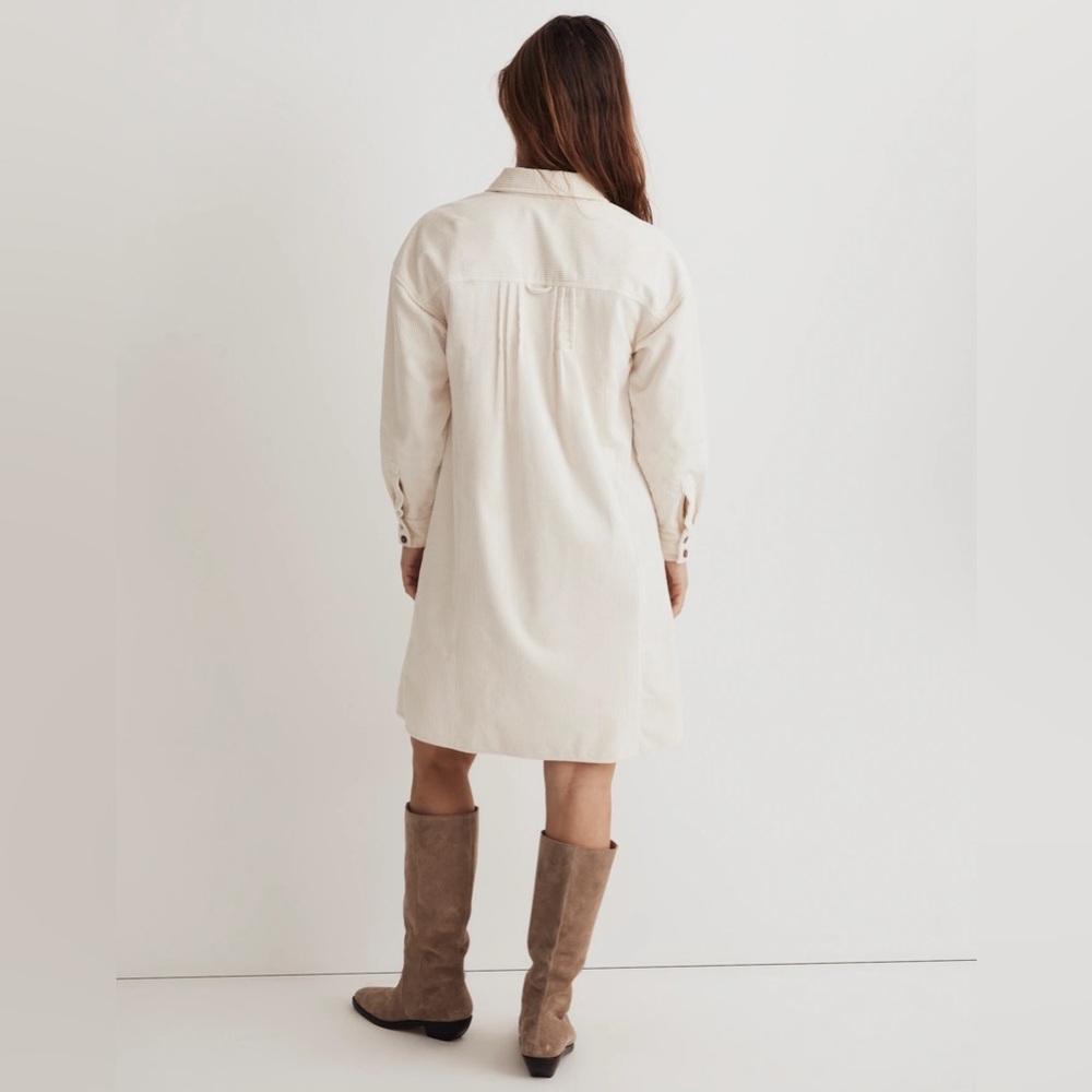 Madewell Corduroy Long-Sleeve Mini Shirtdress 100% Cotton Size Large - Picture 3 of 14